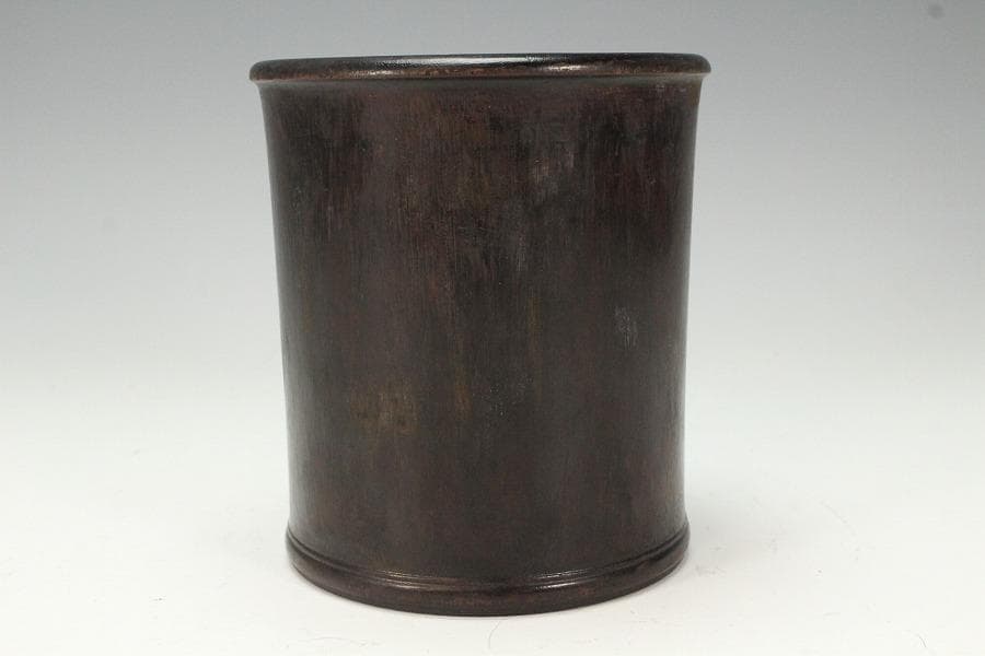 中国美術 紫檀 筆筒 文房四宝 高12.5cm(HA421)