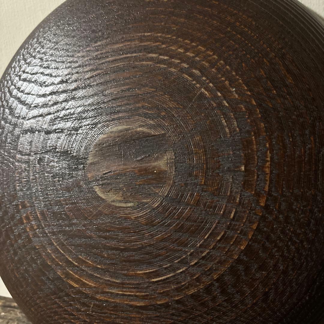 千筋 独楽文 木地盆　⑧丸盆　栗盆　アンティーク　 茶懐石　古美術　酒器検:李朝