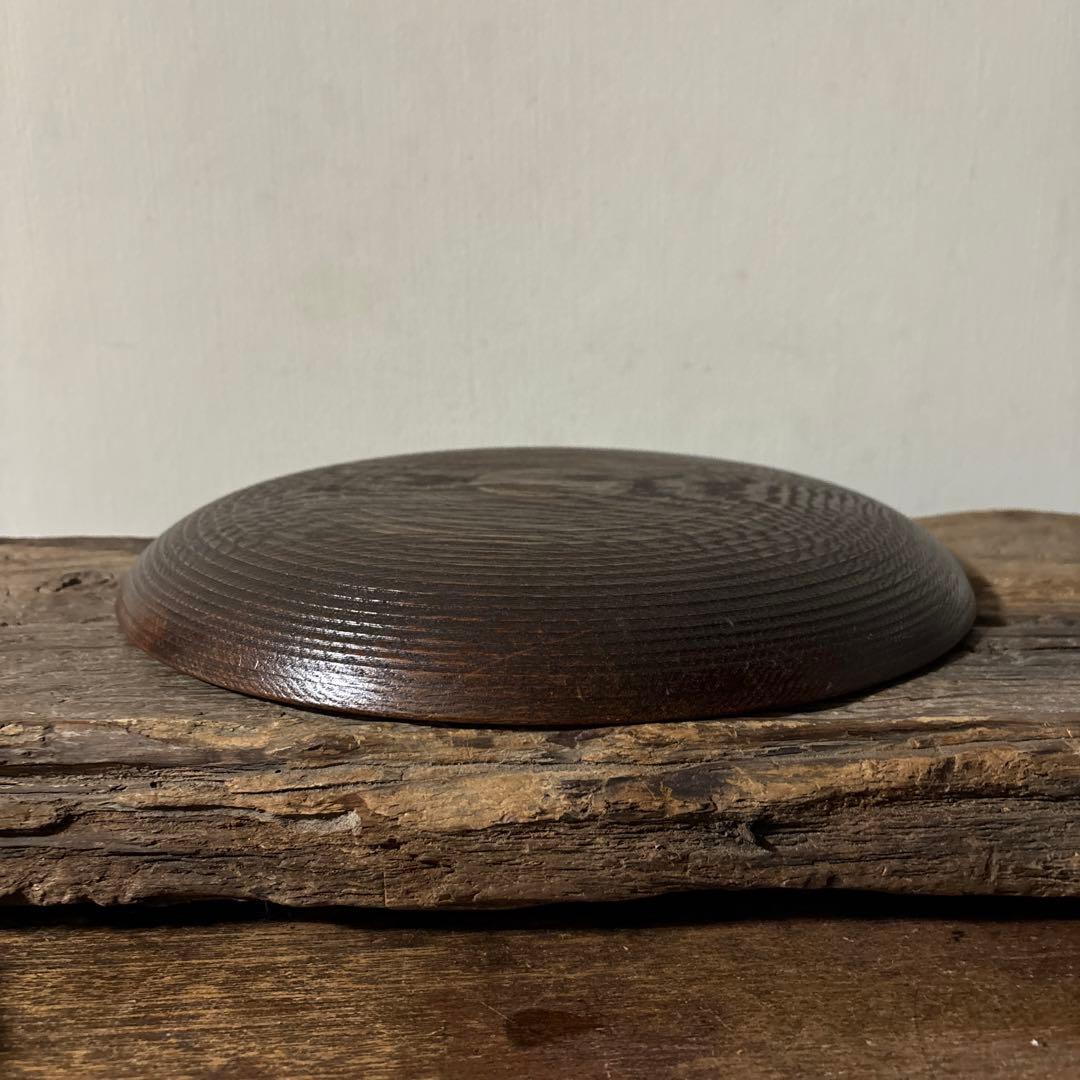 千筋 独楽文 木地盆　⑧丸盆　栗盆　アンティーク　 茶懐石　古美術　酒器検:李朝