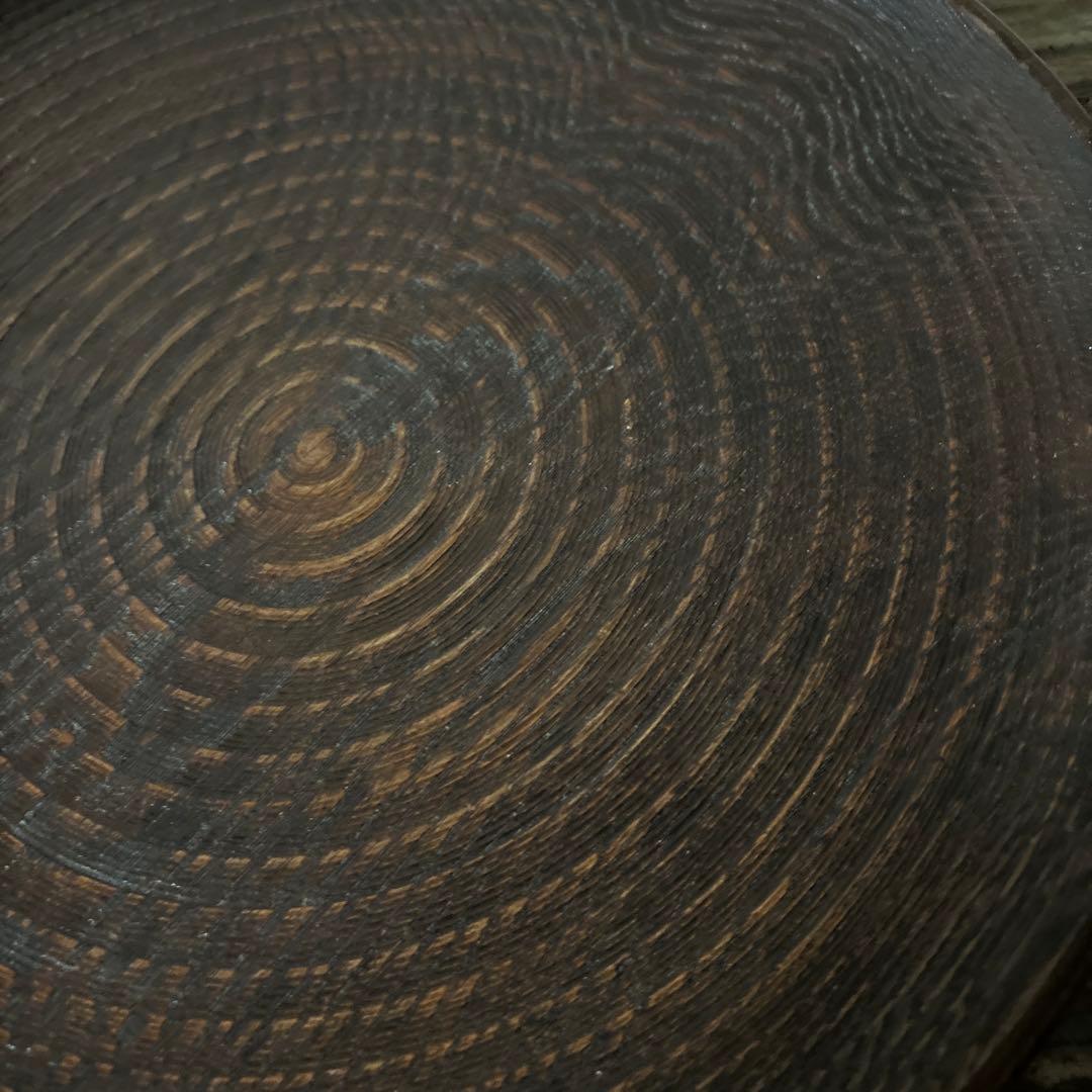 千筋 独楽文 木地盆　⑧丸盆　栗盆　アンティーク　 茶懐石　古美術　酒器検:李朝