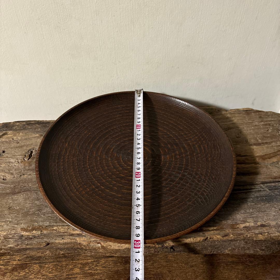 千筋 独楽文 木地盆　⑧丸盆　栗盆　アンティーク　 茶懐石　古美術　酒器検:李朝