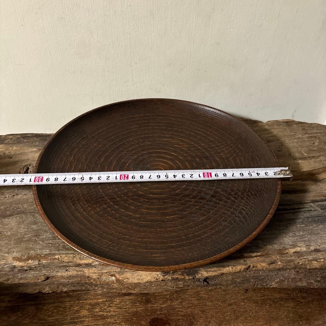 千筋 独楽文 木地盆　⑧丸盆　栗盆　アンティーク　 茶懐石　古美術　酒器検:李朝