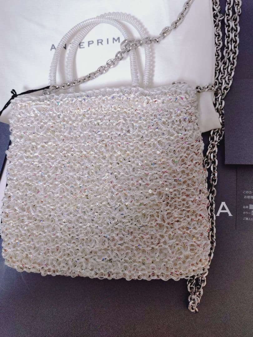 ☆未使用タグ付☆アンテプリマワイヤーグリッターIIスクエアスモールマルチホワイト