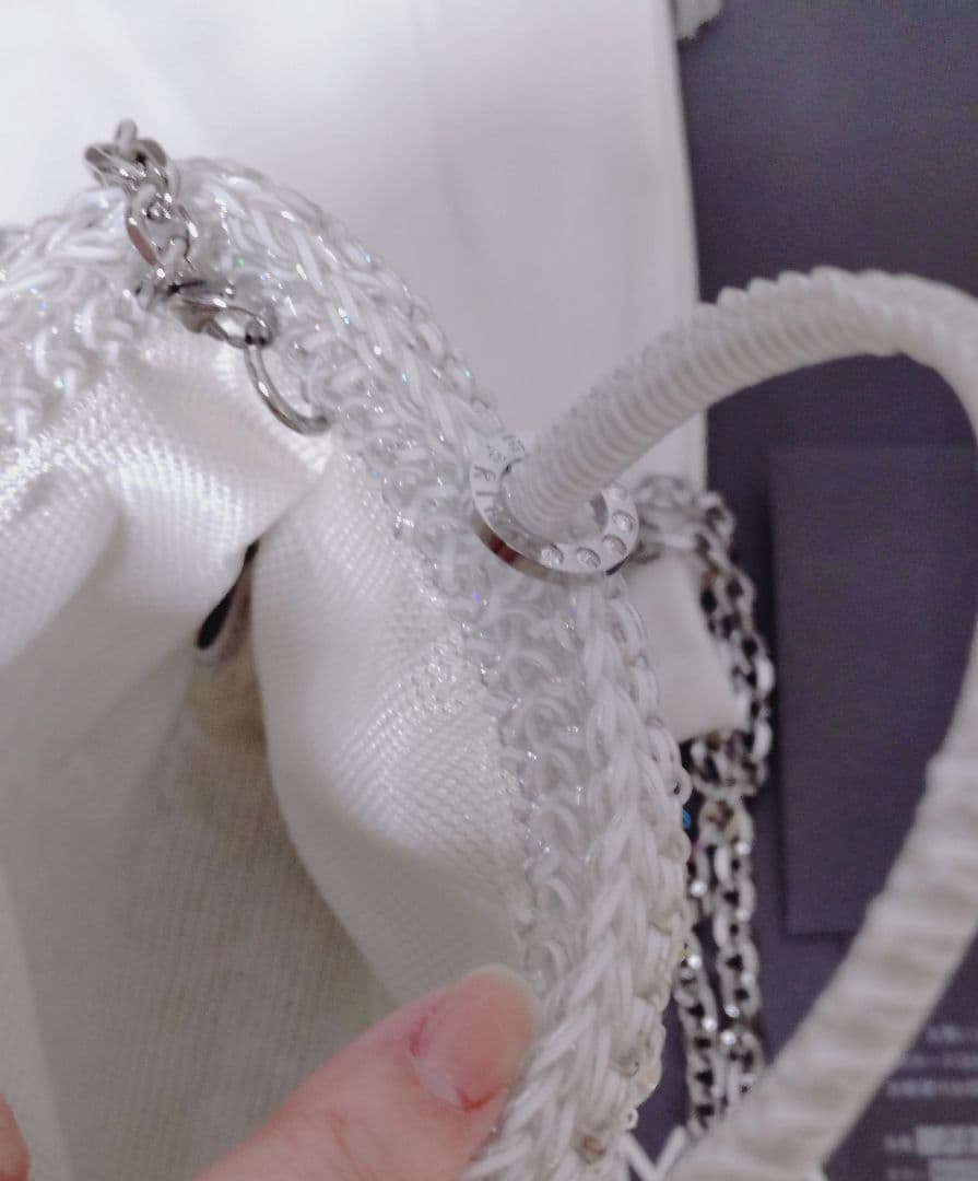 ☆未使用タグ付☆アンテプリマワイヤーグリッターIIスクエアスモールマルチホワイト