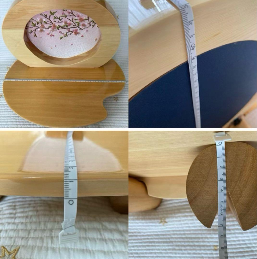 雛人形　飾り台　親王飾り　木製　桜　刺繍屏風