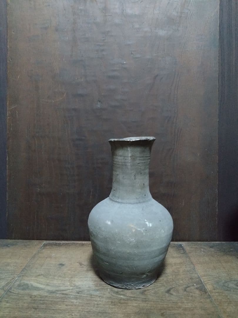 須恵器長頸瓶　発掘　考古　花生　花飾り　骨董古道具