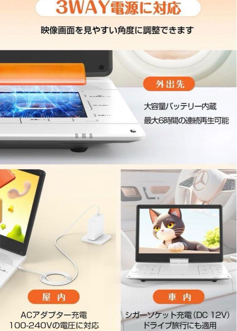 2025年業界革新 目の保護モード搭載】ポータブルDVDプレーヤー 17.9型