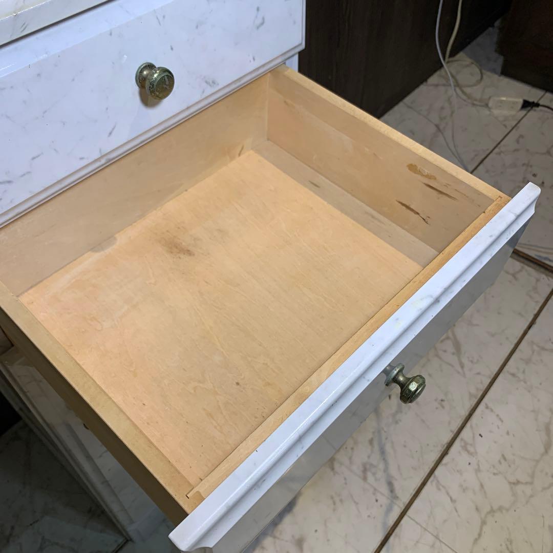 カリモク　電話台　大理石風