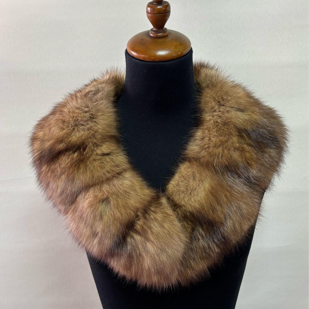 美品 Leilian レリアン セーブルファーカラー クリップ付 リアルファー