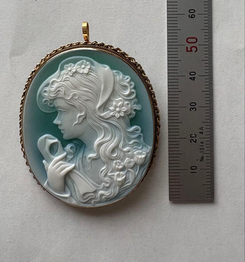 イタリア カメオ ブローチ シェルカメオ 14金フレーム　APA 585