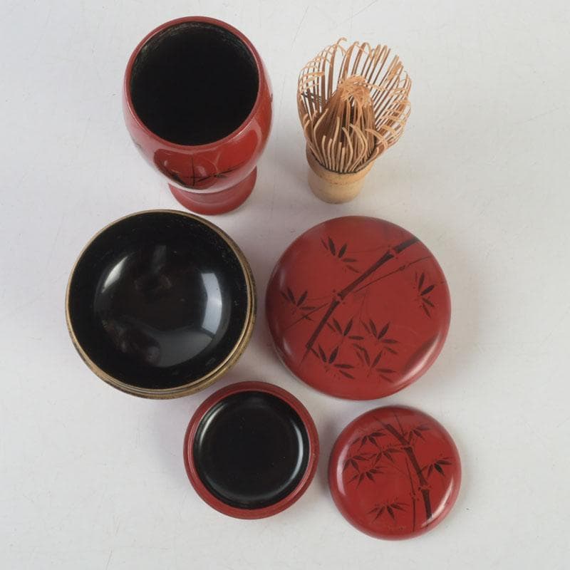 茶道具　利休茶箱　京焼　加藤昌山作　茶碗　振出など　八点一式　仕覆付　M9579