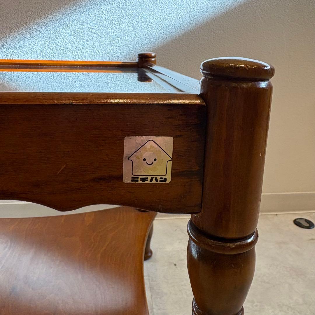 ローテーブル　天板ガラス　ニチハン　木製