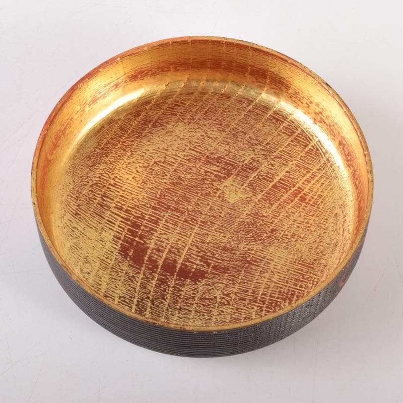 茶道具　玄一作　欅千筋　菊文　寿輪棗　平棗　共箱　V　7104