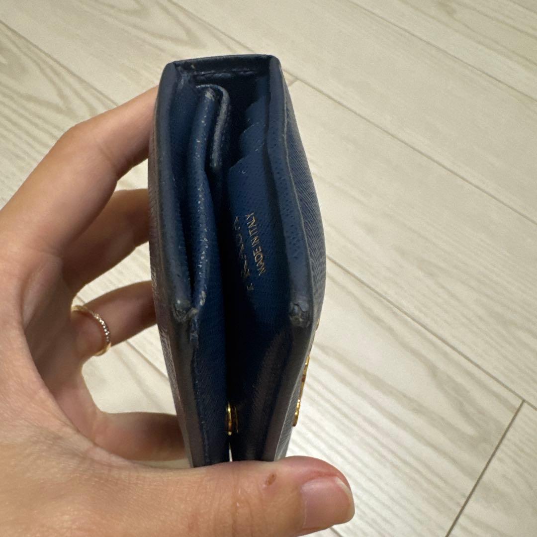 PRADA サフィアーノレザー 二つ折り財布 ネイビー