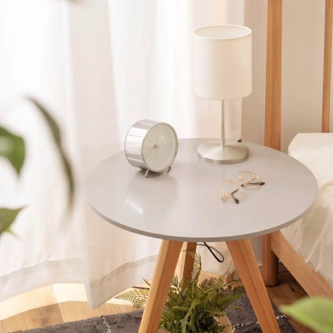 北欧 木製 サイドテーブル グレー ベッド ソファー コーヒー ロー 丸 花台