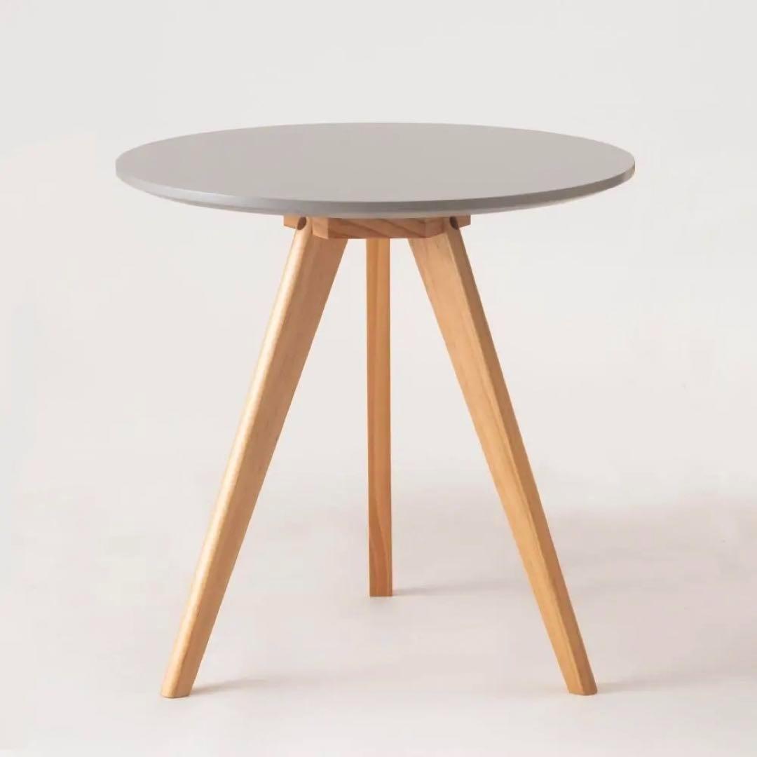 北欧 木製 サイドテーブル グレー ベッド ソファー コーヒー ロー 丸 花台