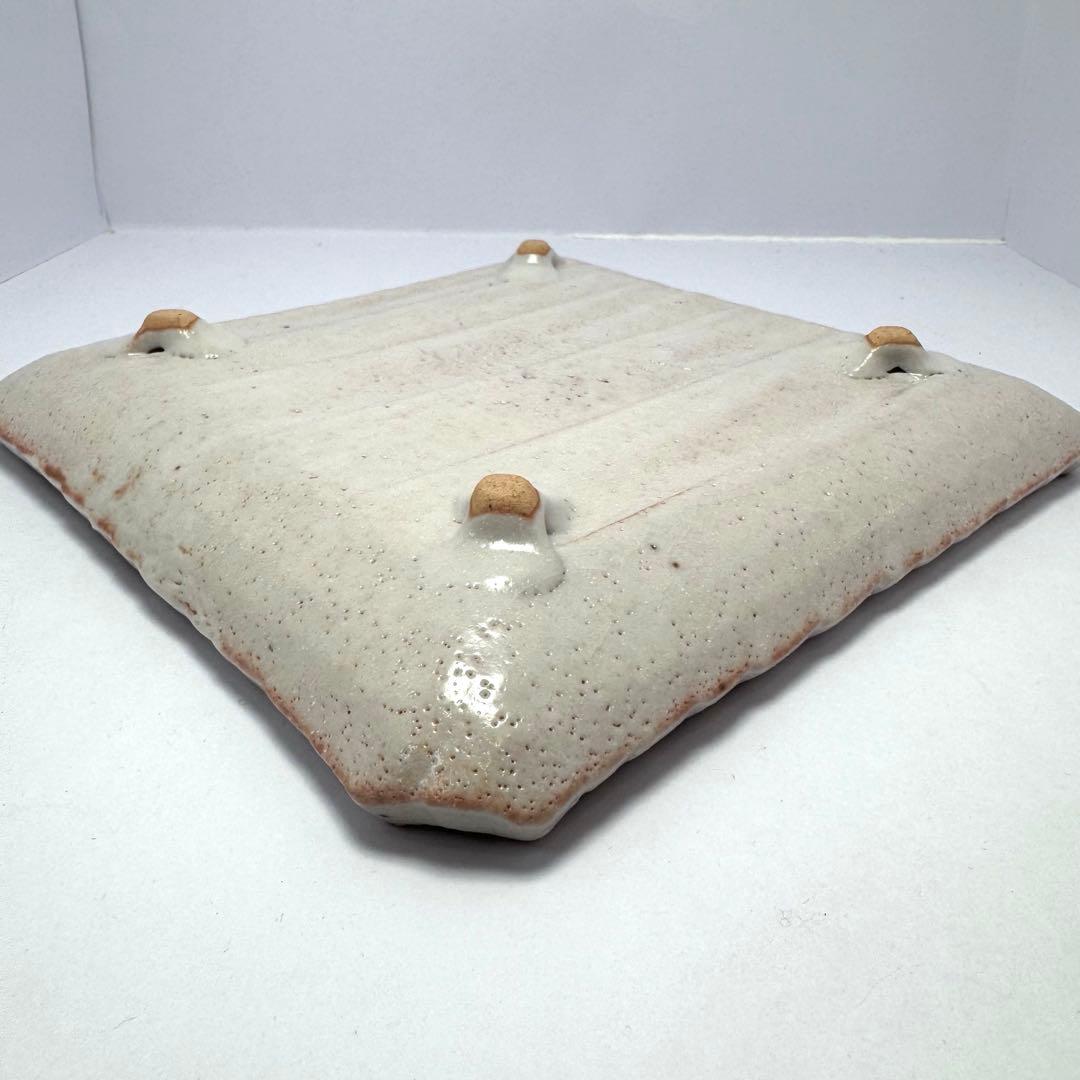 新品未使用 城窯 志野焼 柴田増三 四方皿 伝統工芸 陶芸 共箱 説明書