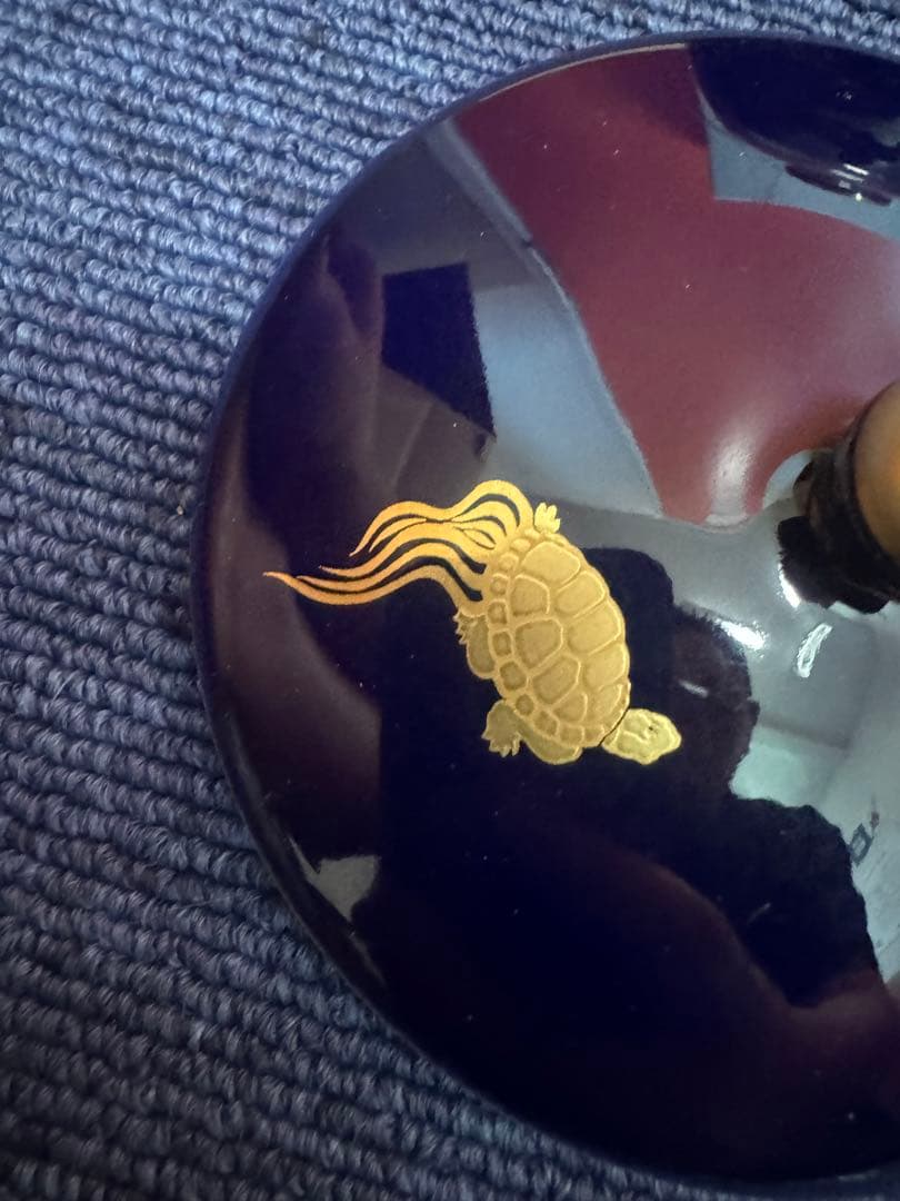 1882 香蘭社　瑠璃鶴亀　湯呑蓋付　5客　金彩　未使用