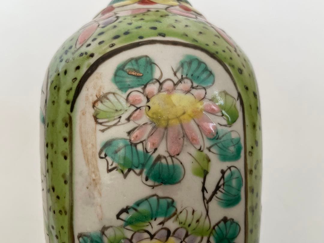 #1 骨董　アンティーク　保命酒徳利　鞆徳利　岩谷焼　色絵　花瓶　花入