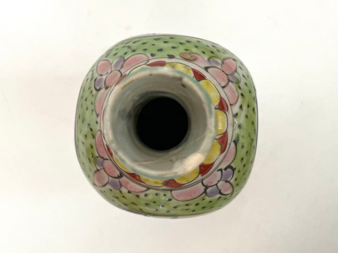 #1 骨董　アンティーク　保命酒徳利　鞆徳利　岩谷焼　色絵　花瓶　花入