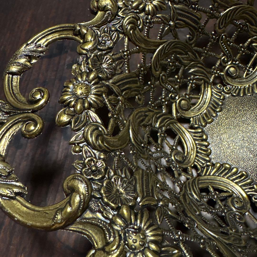 【アンティーク・素材不明】イタリア製 金色 装飾的 バスケット