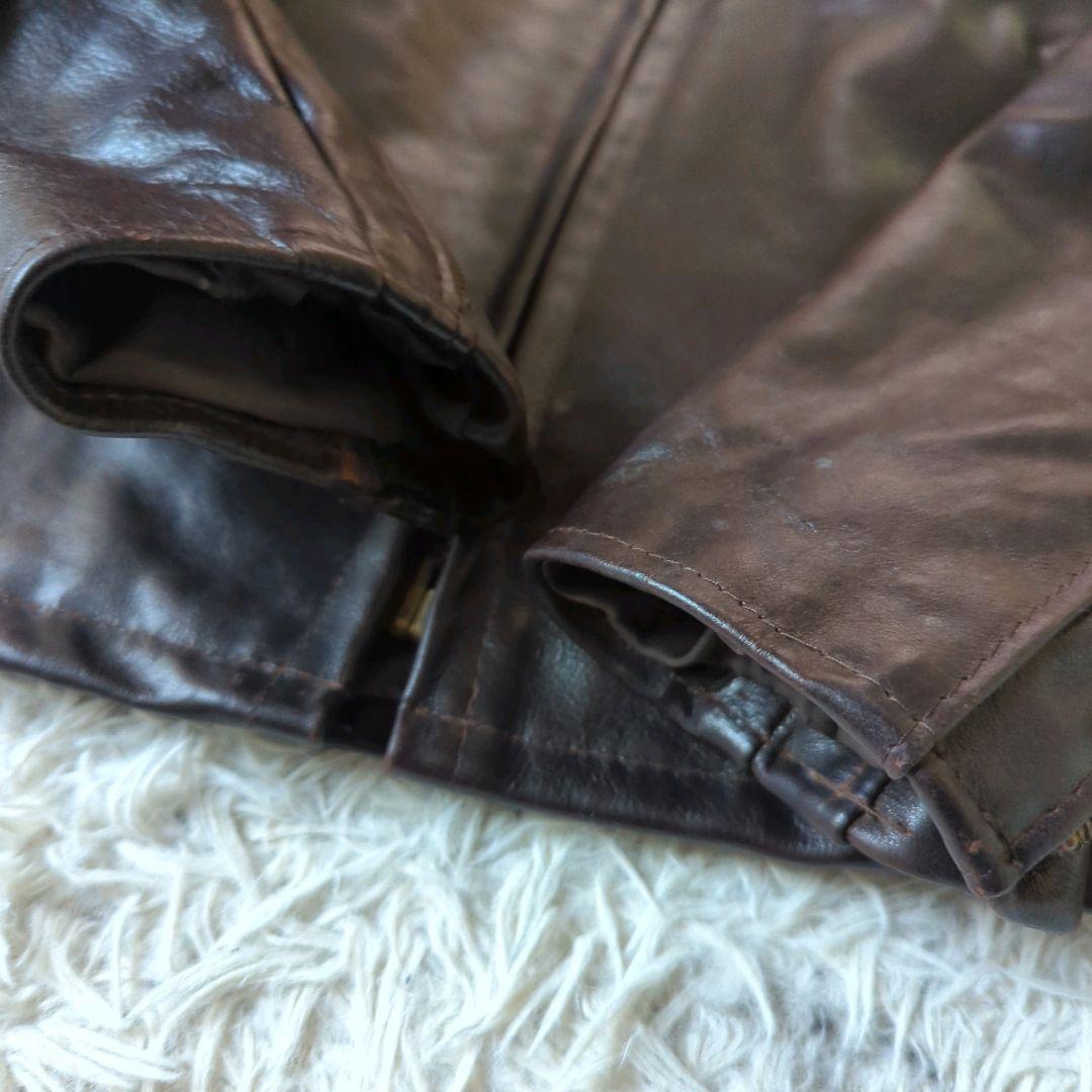 美品 希少 ショットトラッカージャケット 642VS 赤茶 本革 34