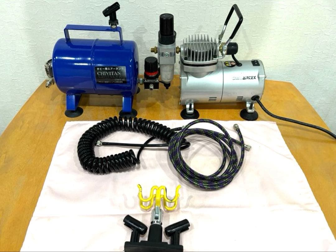 チ*こ様 エアテックス コンプレッサー APC-001R + アネスト岩田エアタ