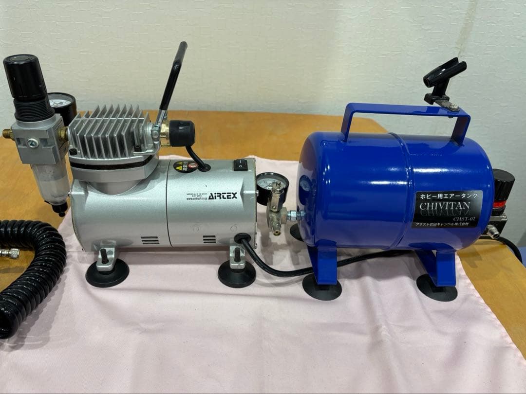 チ*こ様 エアテックス コンプレッサー APC-001R + アネスト岩田エアタ