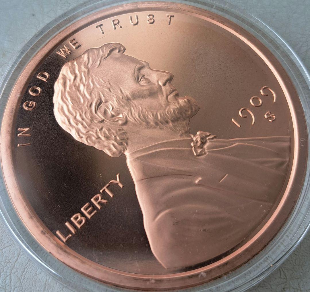 「リンカーンウィートセント」純銅5オンスメダル