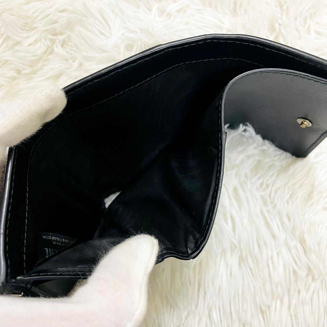 極美✨マルジェラ 三つ折り レザー 4ステッチ シボ革 ブラック