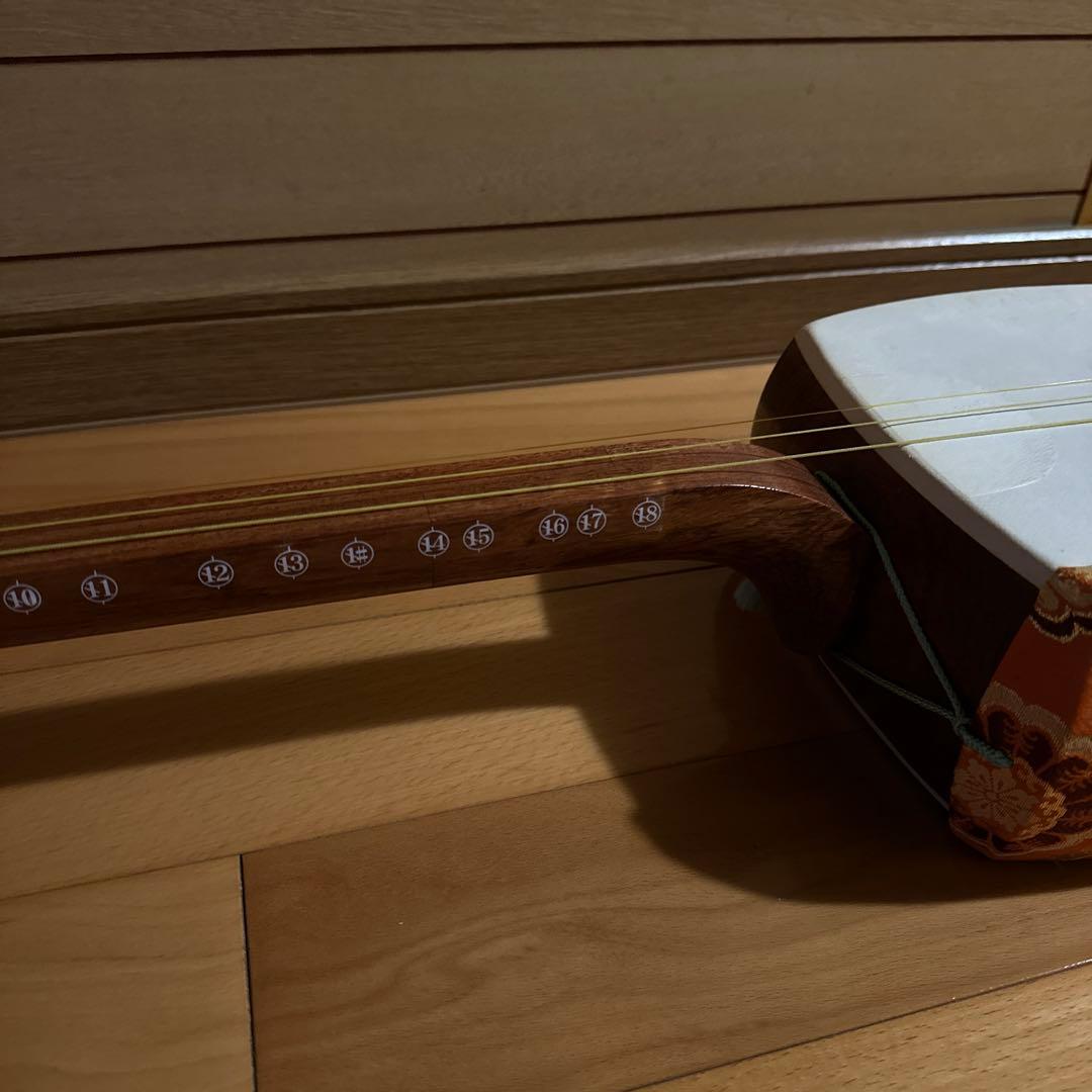 三味線本体 ソフトケース付き　細棹　秋田三味線　長唄等　３弦