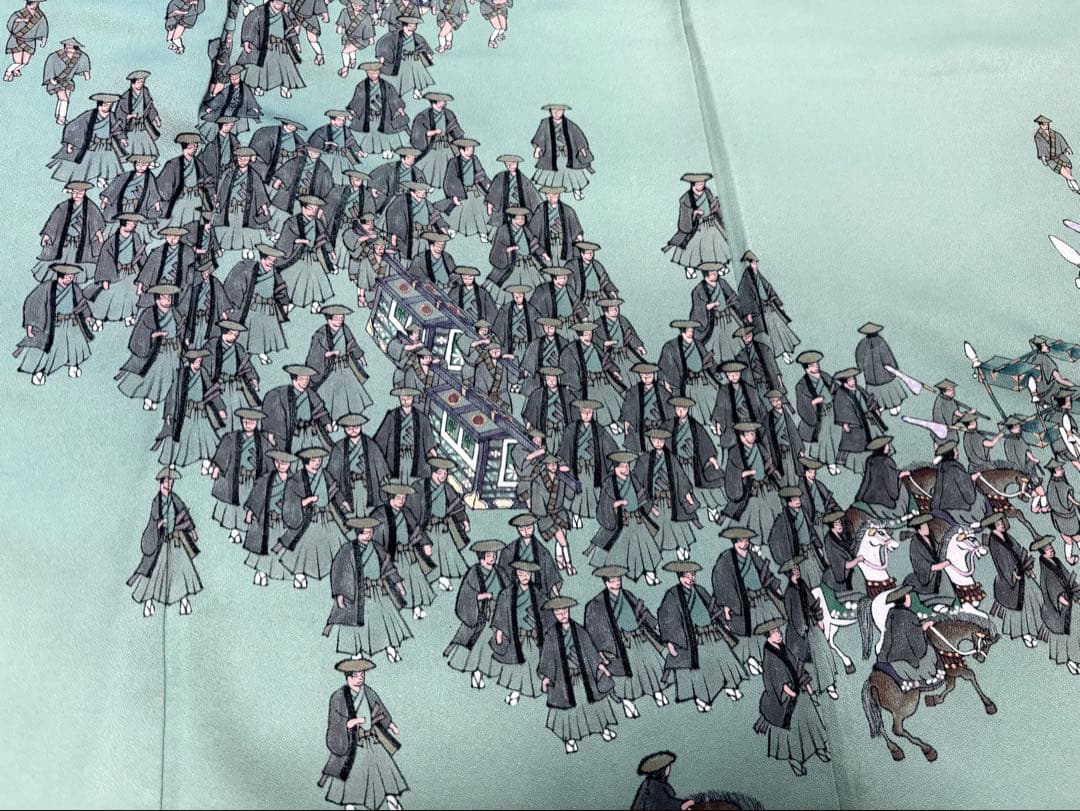 青木龍雲作大名行列訪問着