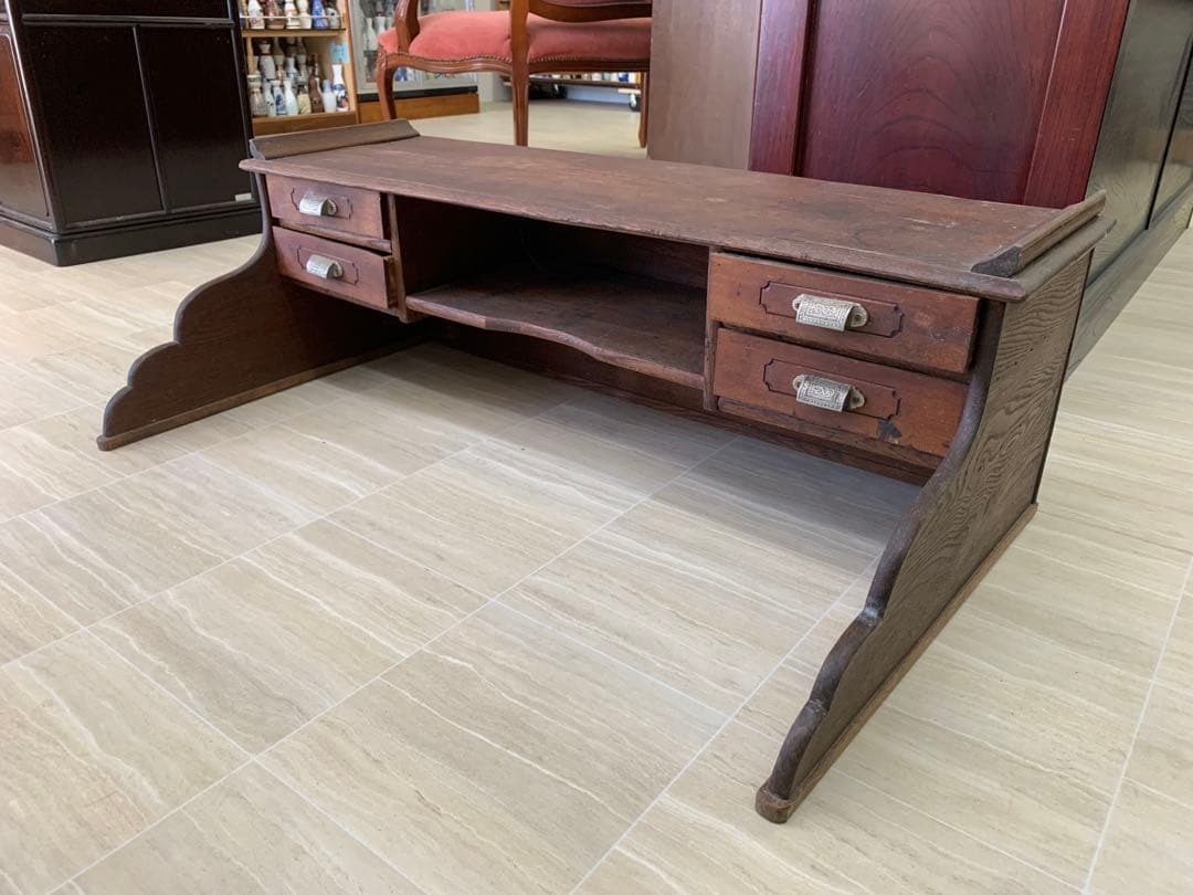 木製座卓 2引き出し付き　アンティーク学習机