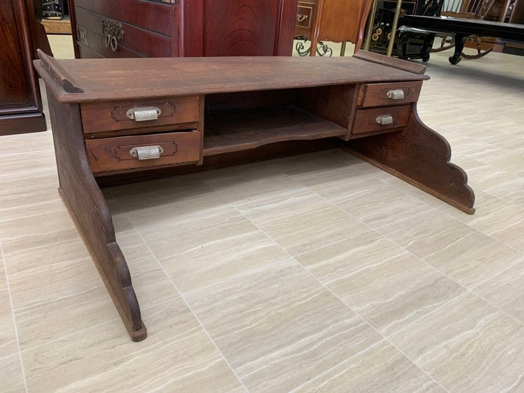 木製座卓 2引き出し付き　アンティーク学習机