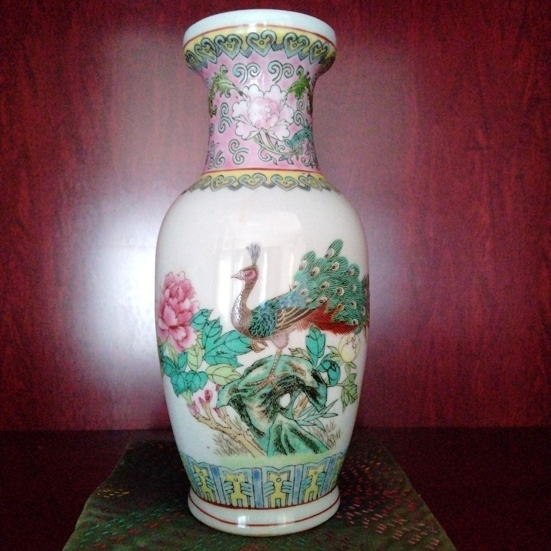 貴重中国骨董陶芸中国七十年代景徳鎮最高級手造り陶磁器 国営手工精製花瓶　 在銘