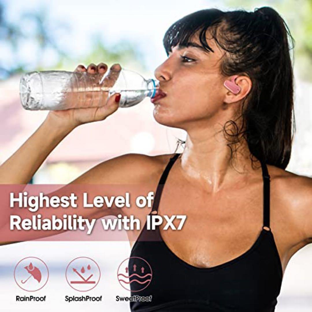 ワイヤレスイヤホン ピンク イヤホン Bluetooth 生活防水 ブラック