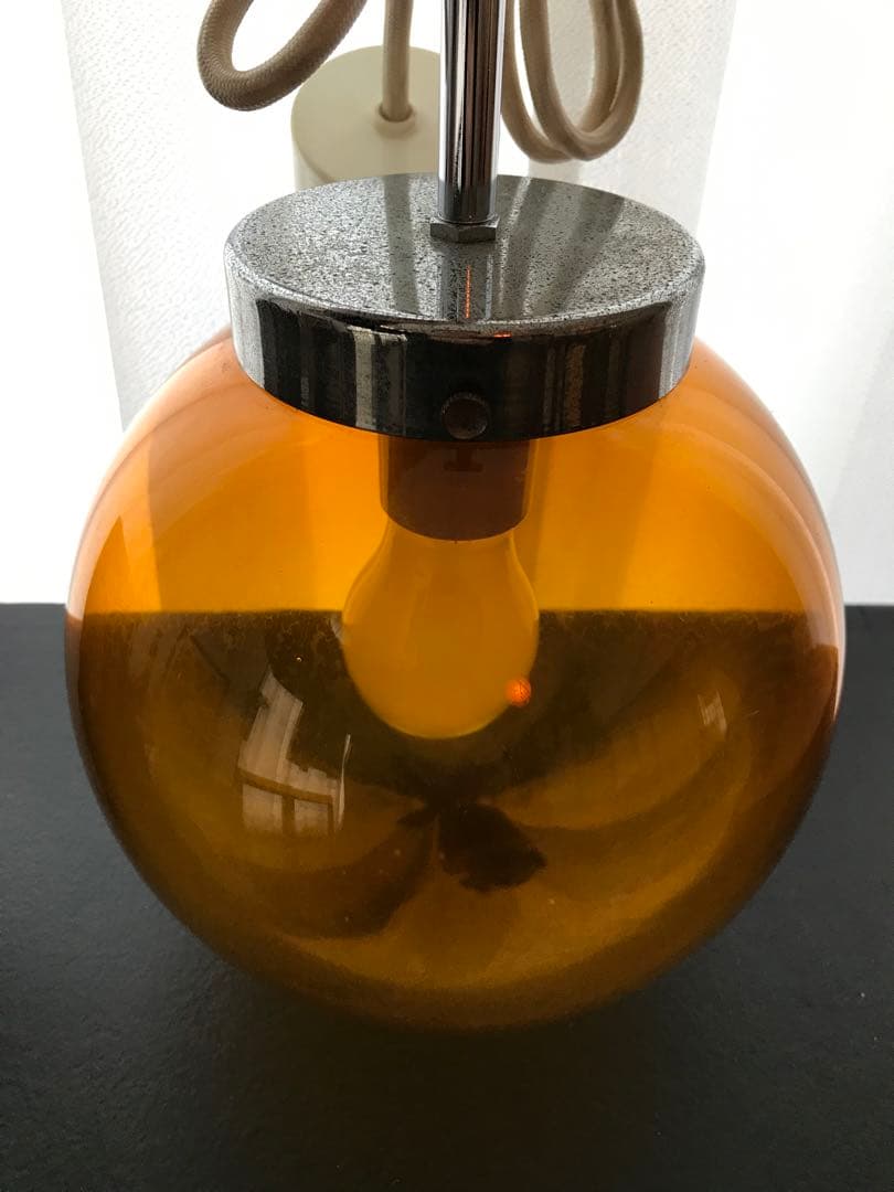昭和 レトロ 照明 レトロ照明 アンバー ガラス ペンダントライト 吊り下げ照明
