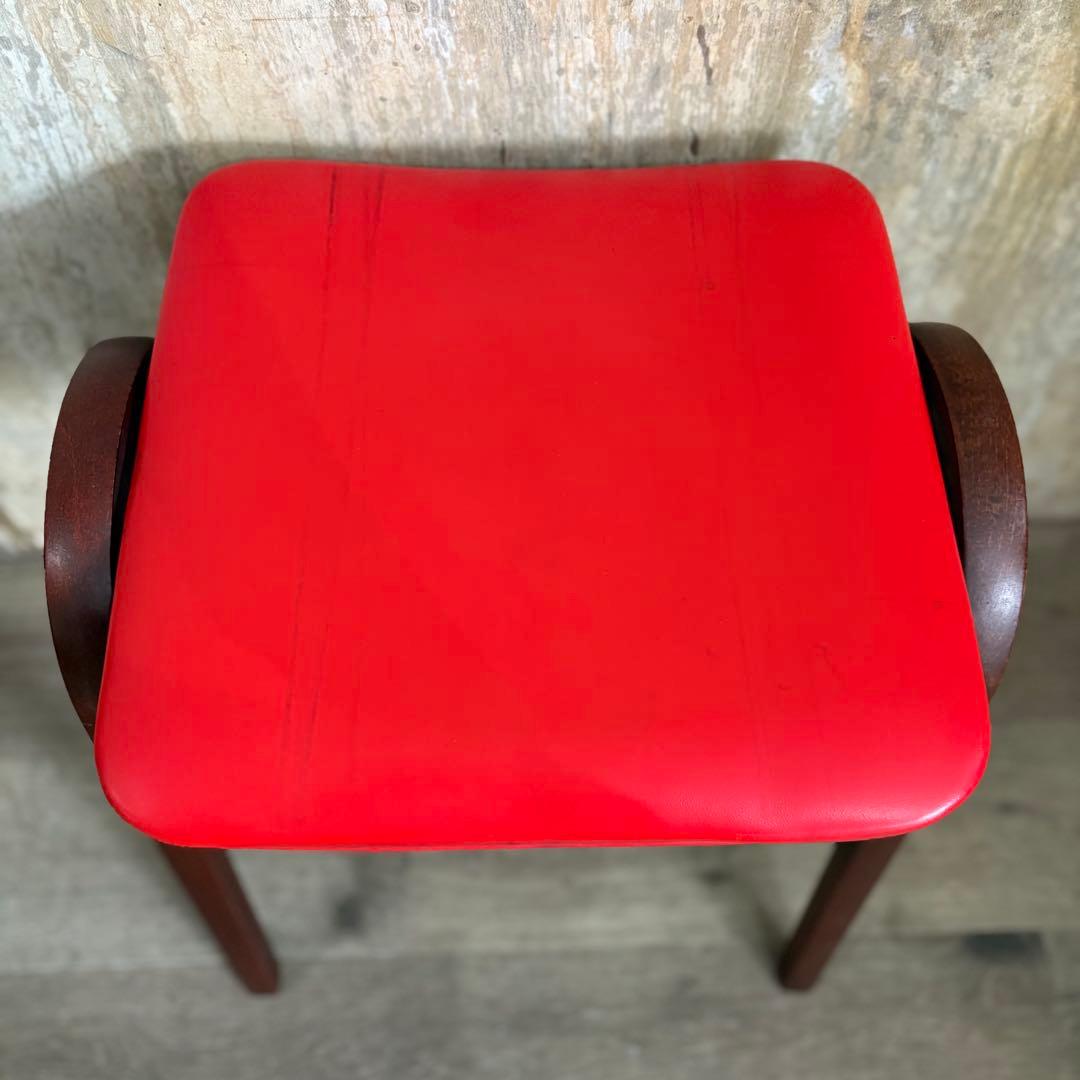 秋田木工　スタッキングスツール　レッド　剣持勇　曲木　②