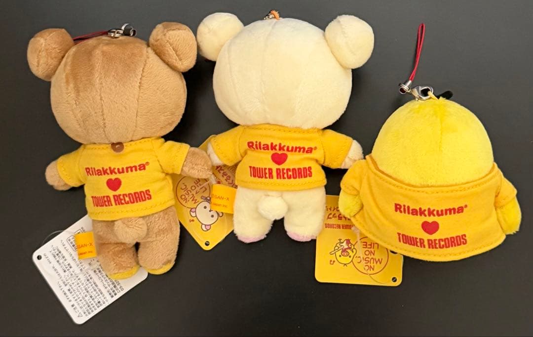 リラックマ　タワレコ　コラボぬいぐるみストラップ　3種