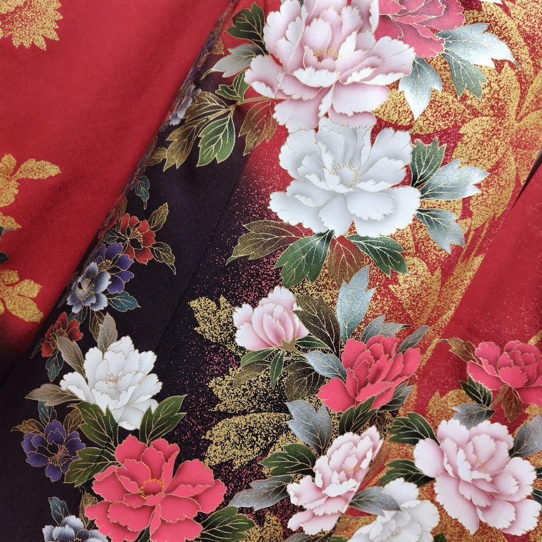 振袖フルセット(7点)・成人式・さがみ誂製・大輪牡丹・金銀彩加工・モダン・正絹