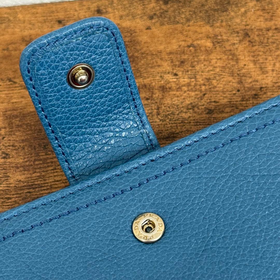 PRADA プラダ 二つ折り財布 ブルー サフィアーノ