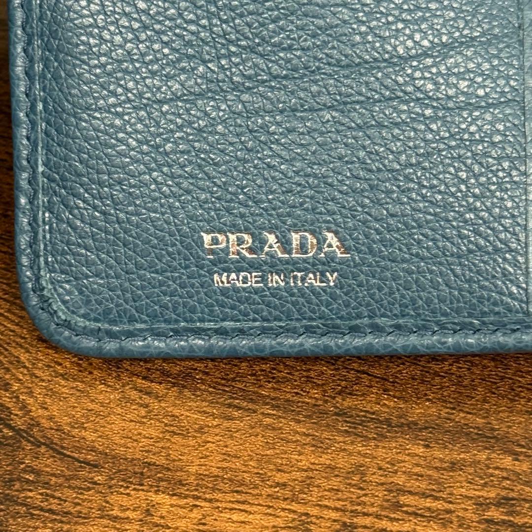 PRADA プラダ 二つ折り財布 ブルー サフィアーノ