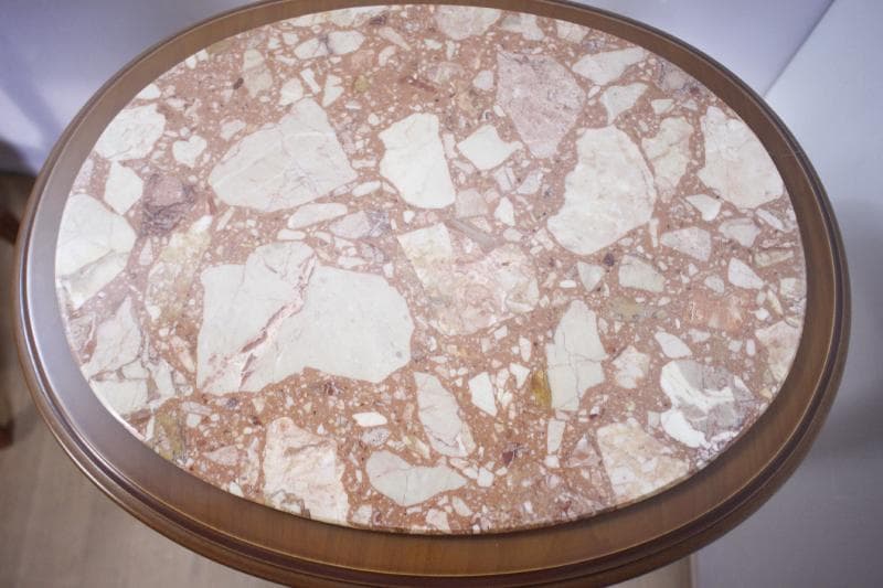 ◆イタリア製 輸入家具入荷　天板大理石　オーバル型(楕円形) サイドテーブル　③