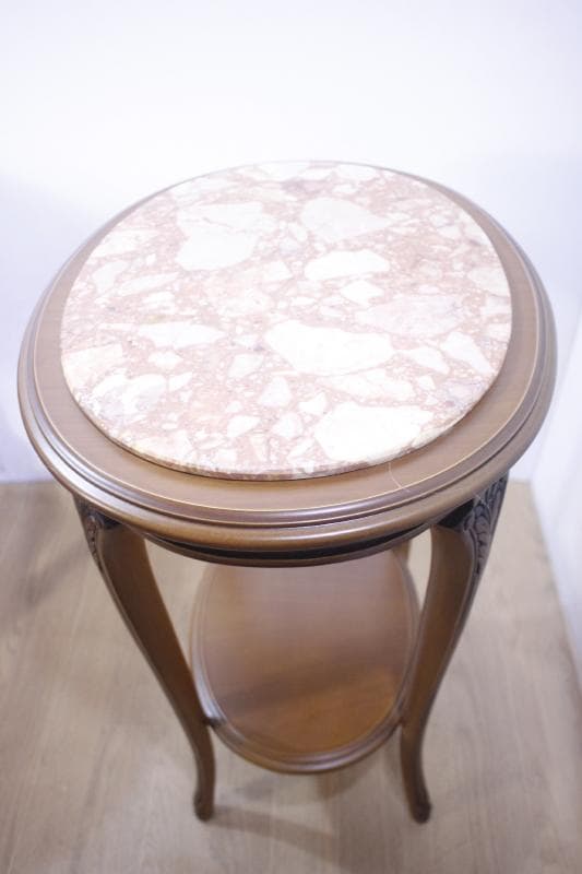 ◆イタリア製 輸入家具入荷　天板大理石　オーバル型(楕円形) サイドテーブル　③