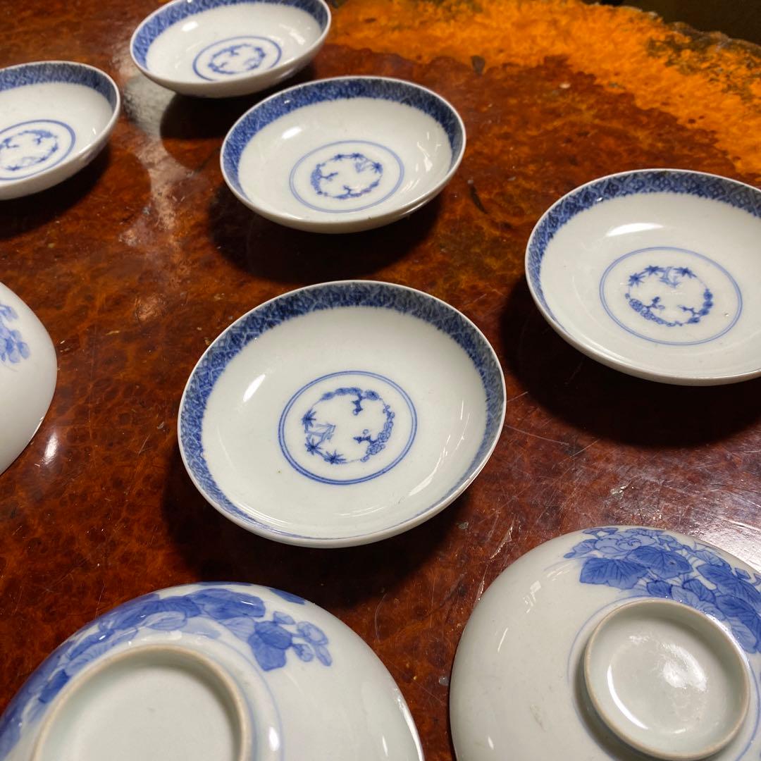 染付蓋付茶碗6客セット11cm6cm