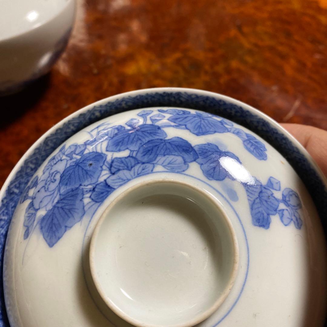 染付蓋付茶碗6客セット11cm6cm