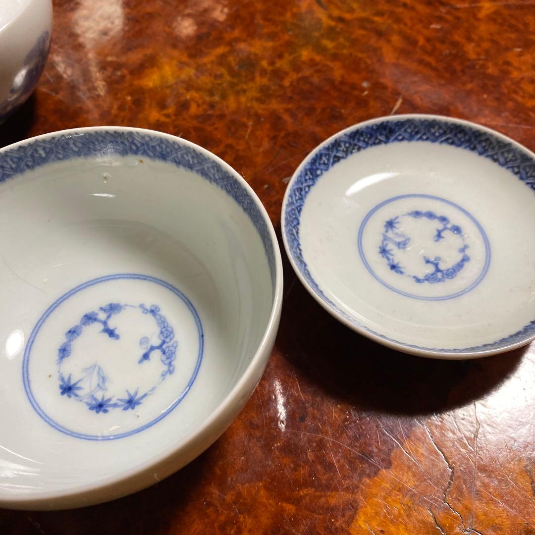 染付蓋付茶碗6客セット11cm6cm