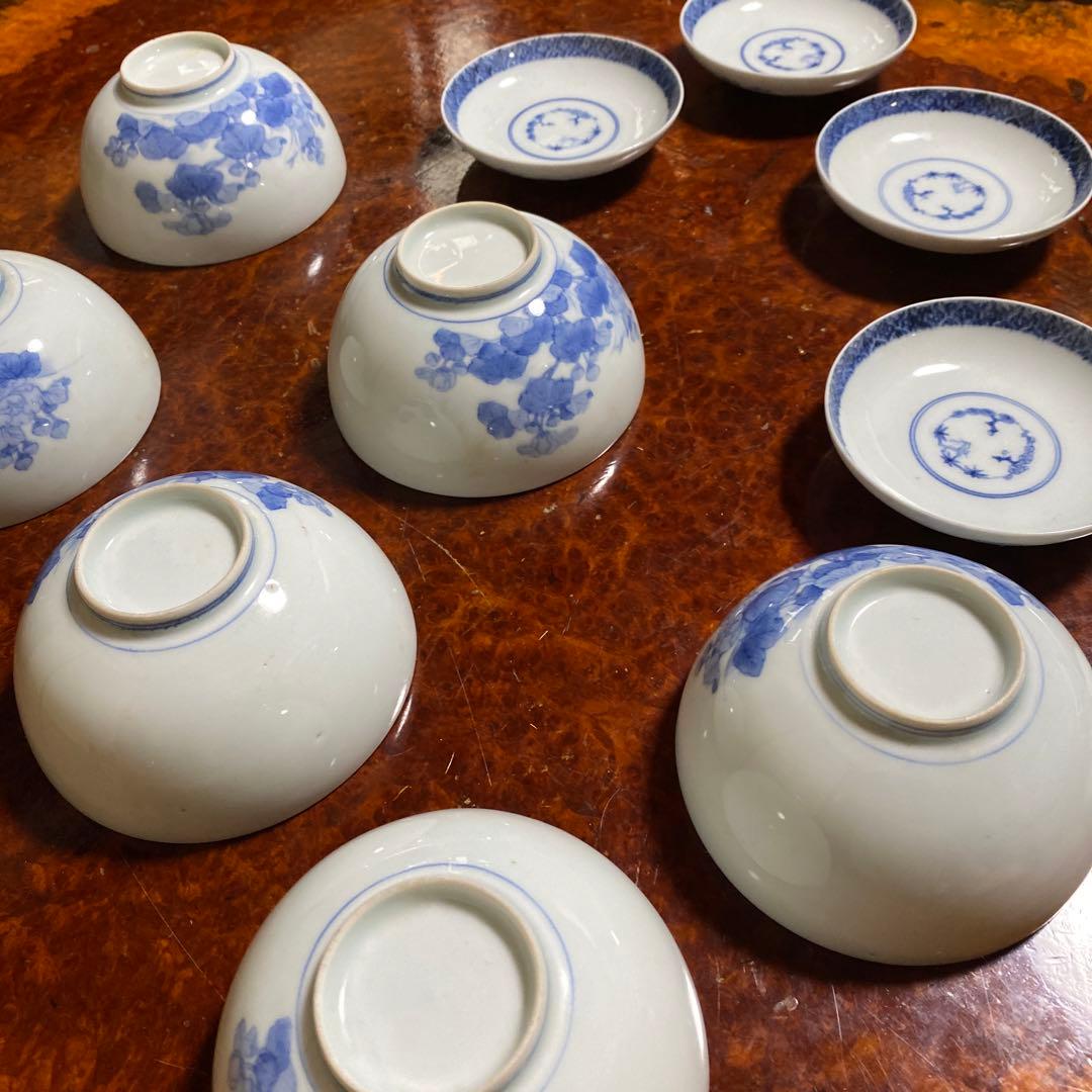 染付蓋付茶碗6客セット11cm6cm