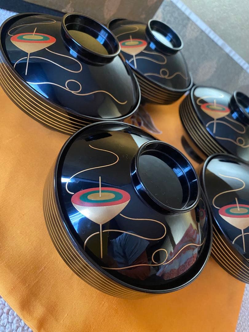 吸物椀　独楽　加賀蒔絵　五客