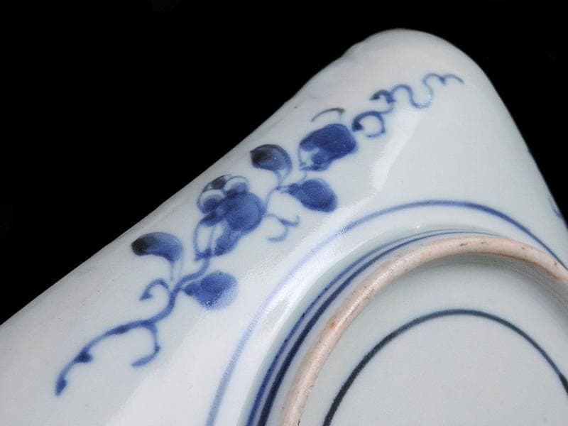 古伊万里　染錦　山水に松竹梅の図　角皿　F064AS-CQu